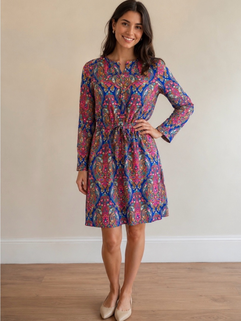 Merona Paisley 3/4 sleeve Dress - size XS